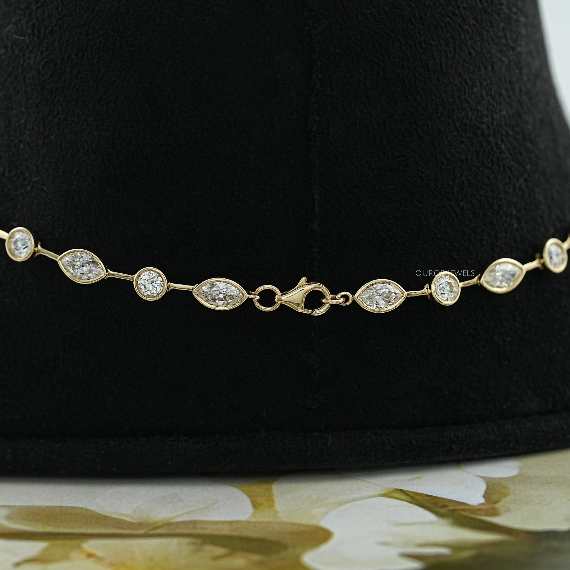 Bezel Set Old Mine Marquise Diamond Necklace Necklaces