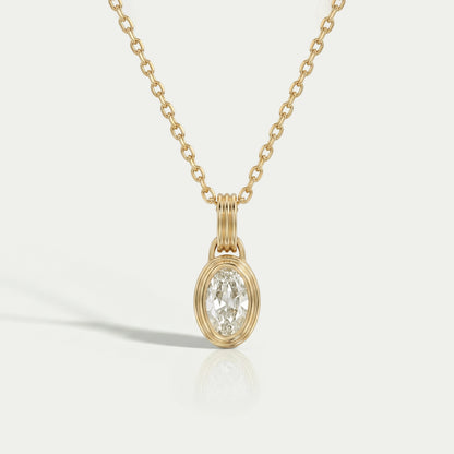 Old Mine Moval Lab Diamond Bezel Set Pendant Necklaces