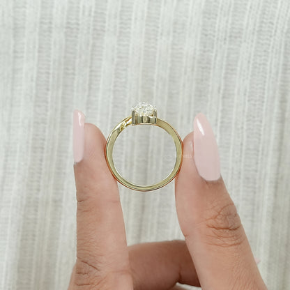 Old Mine Moval Cut Lab Diamond Bypass Ring Rings