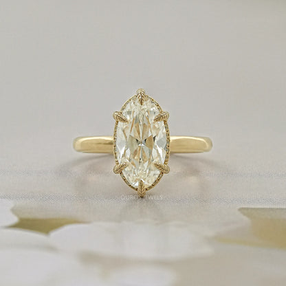 Old Mine Moval Cut Hidden Halo Engagement Ring Ring