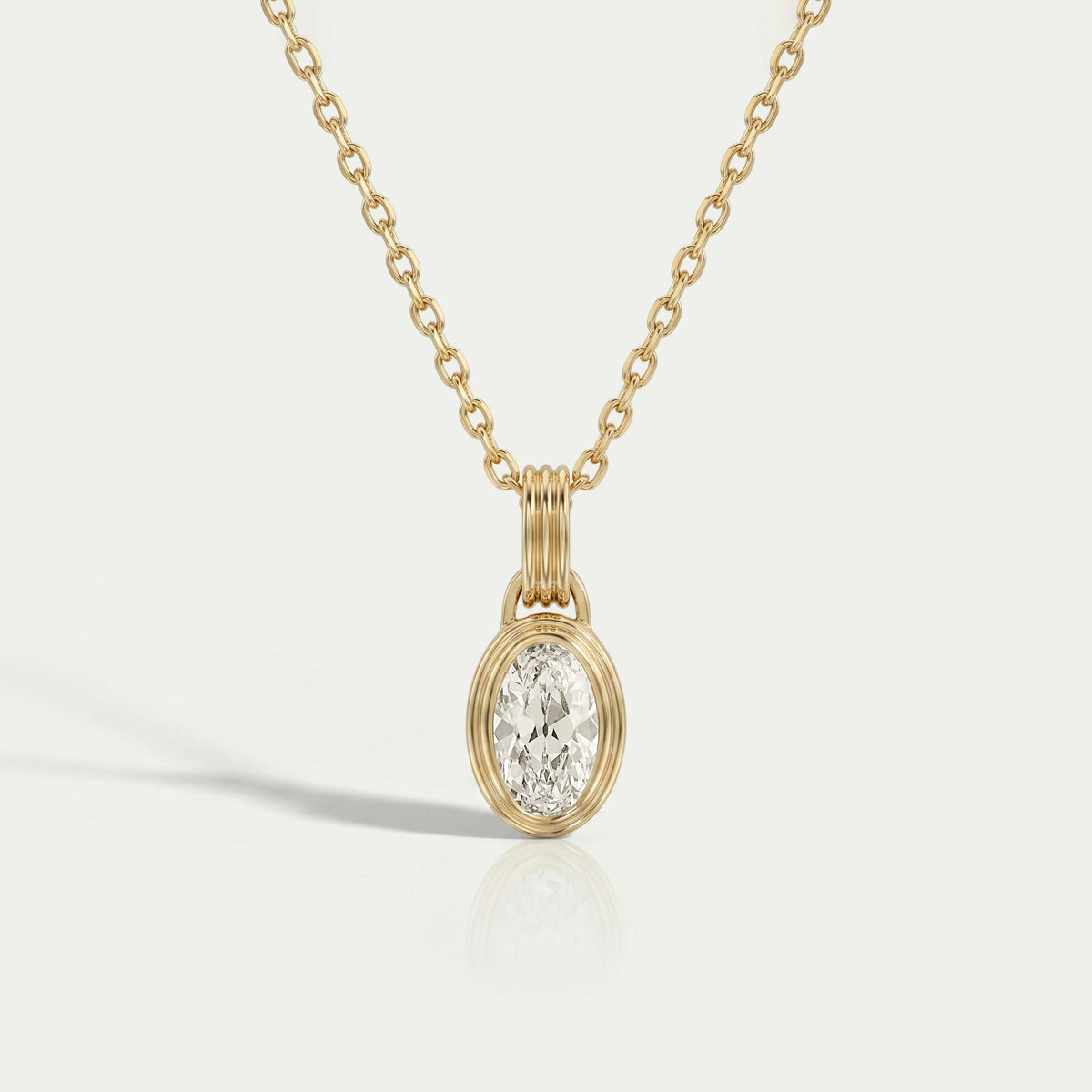Old Mine Moval Lab Diamond Bezel Set Pendant