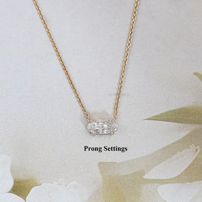 East West Old Mine Moval Lab Diamond Solitaire Pendant Necklaces