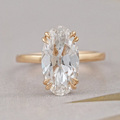 Old Mine Moval Cut Solitaire Engagement Ring Rings
