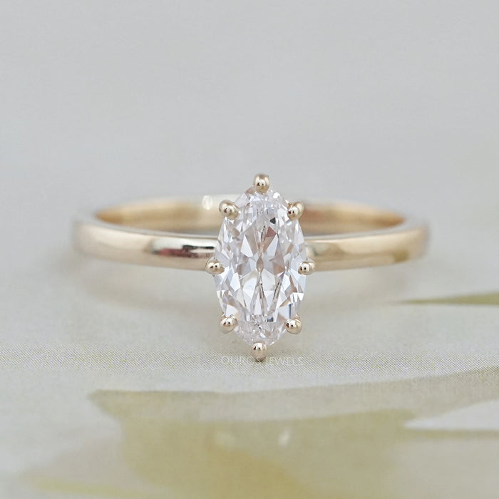 Old Mine Moval Cut Solitaire Engagement Ring