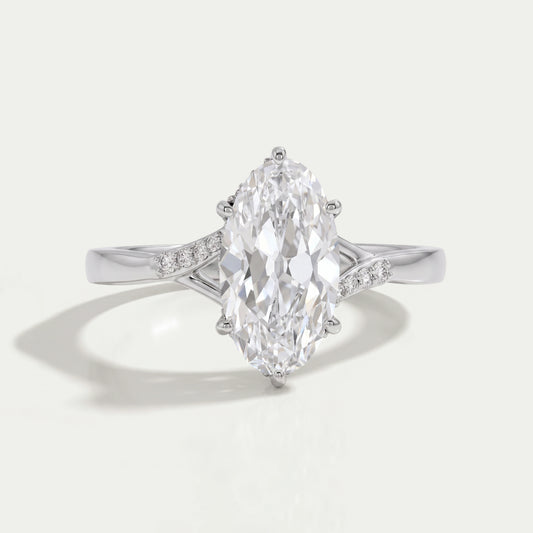 Old Mine Moval Lab Diamond Hidden Halo Split Shank Ring Rings