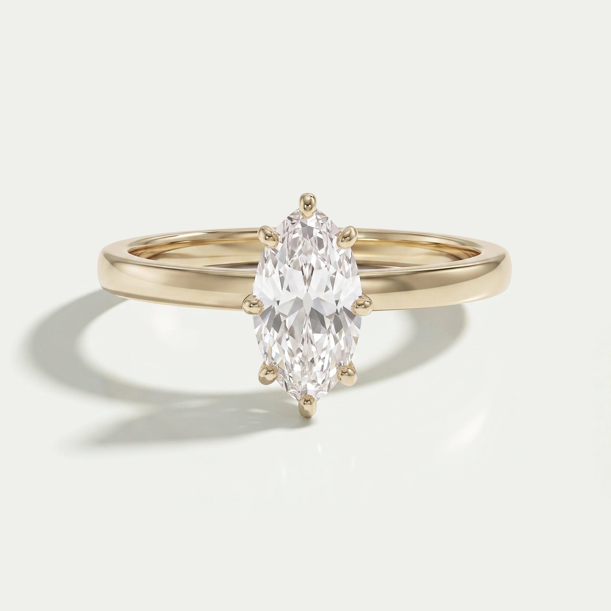 Old Mine Moval Cut Solitaire Engagement Ring Rings
