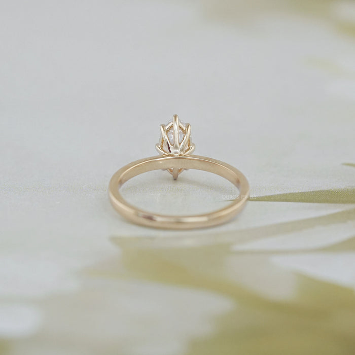 Old Mine Moval Cut Solitaire Engagement Ring