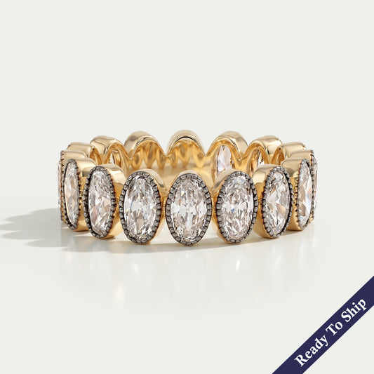 Old Mine Oval Lab Diamond Eternity Band Ring