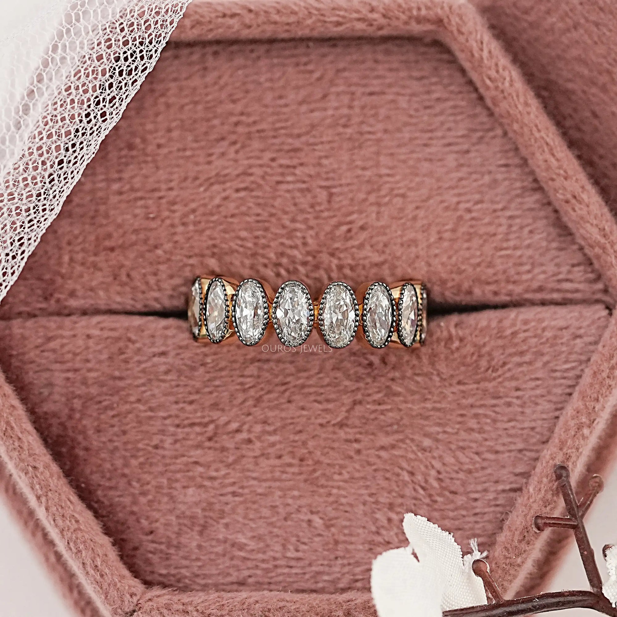 Old Mine Oval Lab Diamond Eternity Band Ring