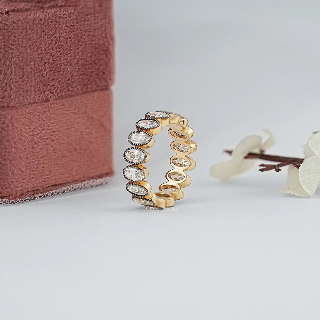 Old Mine Oval Lab Diamond Eternity Band Ring