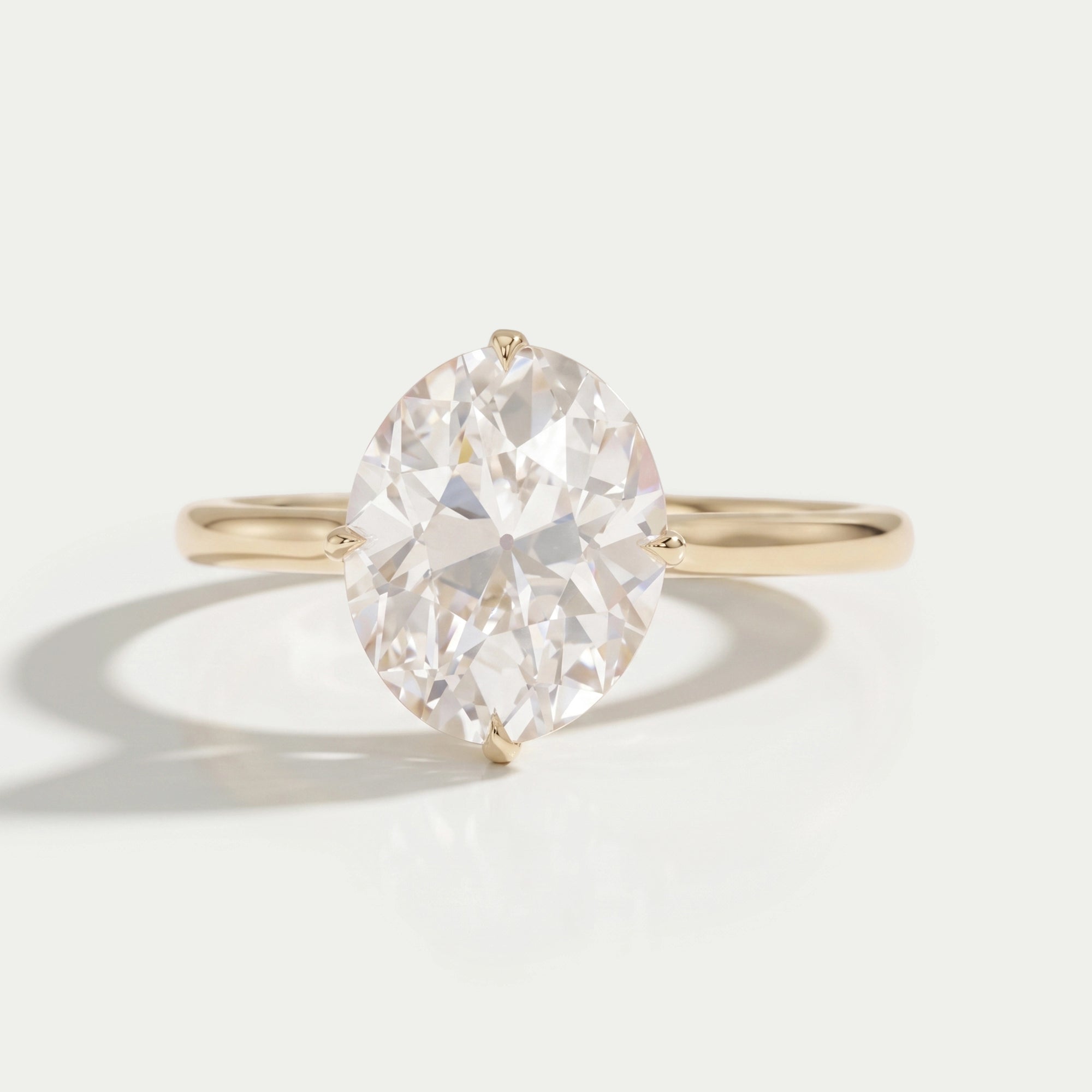 Solitaire Old Mine Oval Diamond Ring