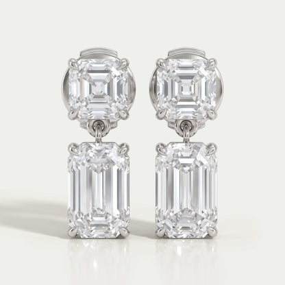 Old Mine Emerald And Asscher Diamond Drop Earrings Earrings