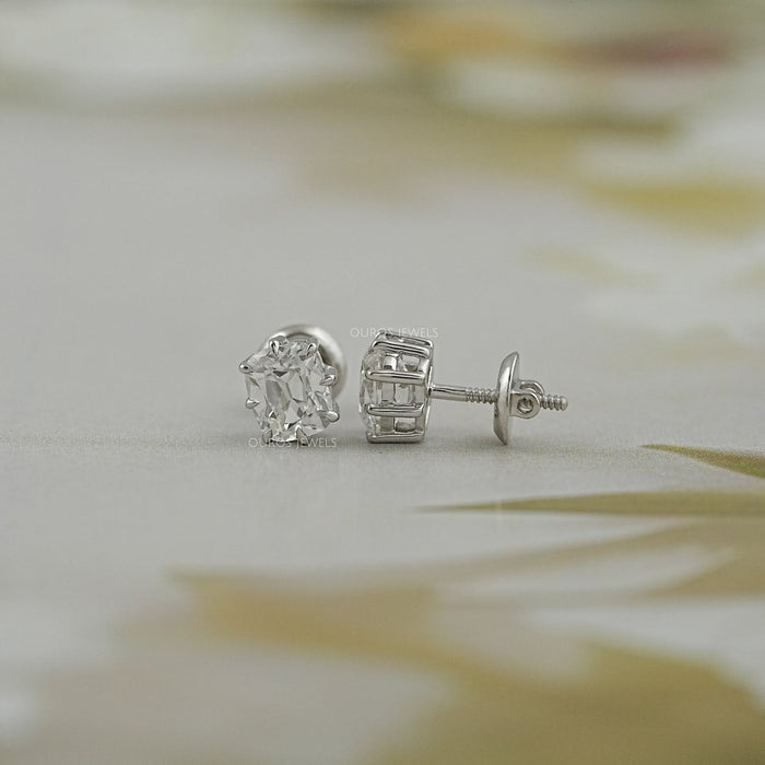 Old Mine Cushion Cut Lab Diamond Stud Earrings