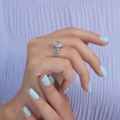 Old Mine Oval Cut Halo Diamond Engagement Ring