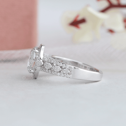 Old Mine Oval Cut Halo Diamond Engagement Ring