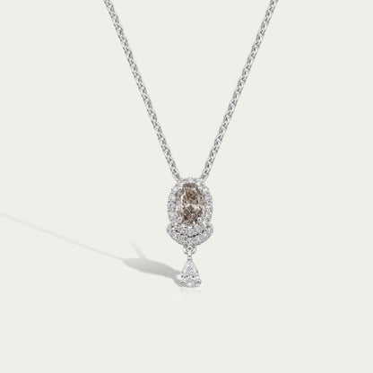 Olive Oval Lab Diamond Halo Pendant Necklaces