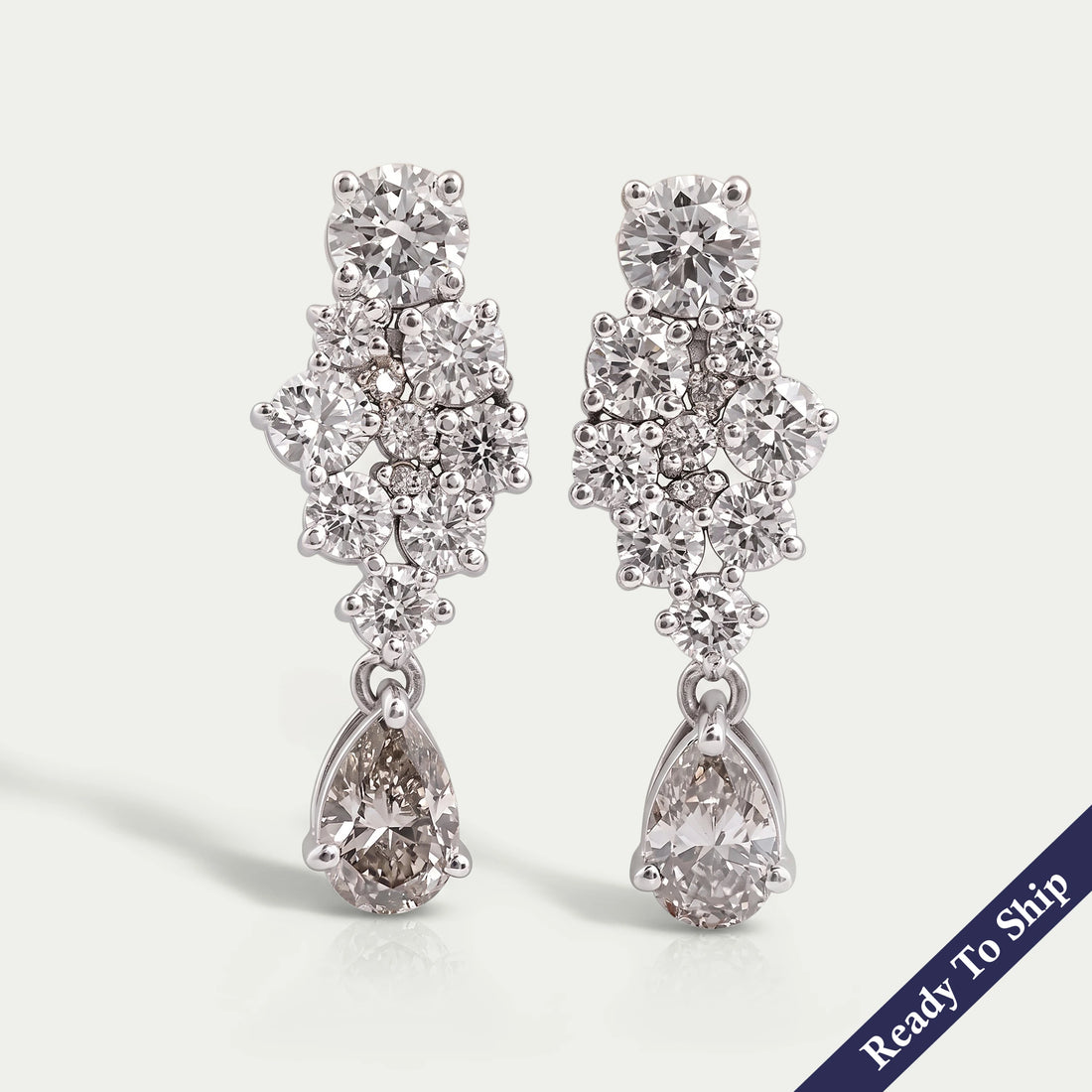 Olive Pear Diamond Cluster Drop Dangle Earrings Earrings