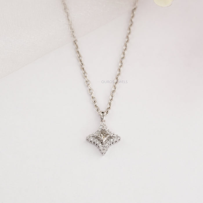 Olive Princess Cut Diamond Pendant 