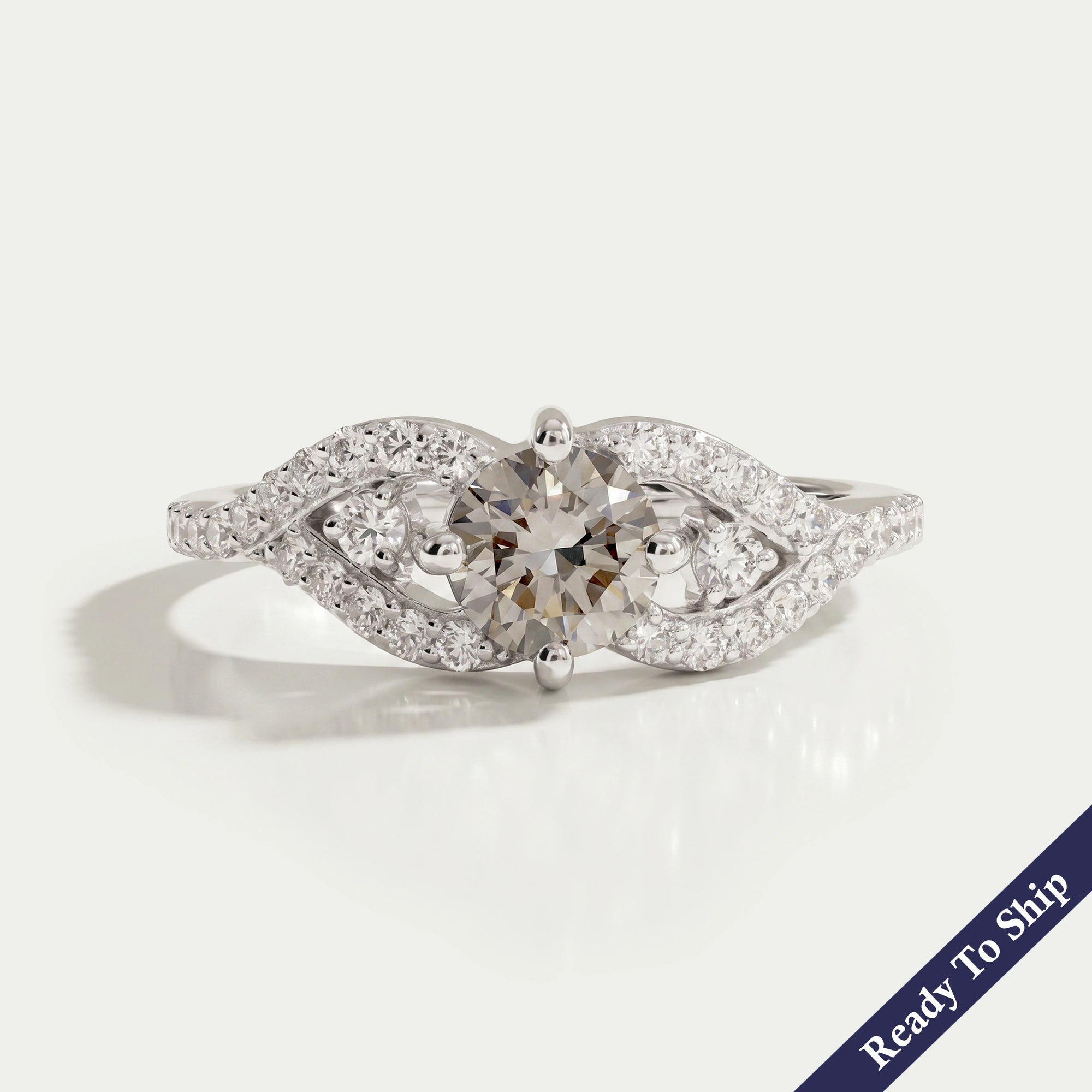 Olive Round Split Shank Accent Diamond Dainty Ring
