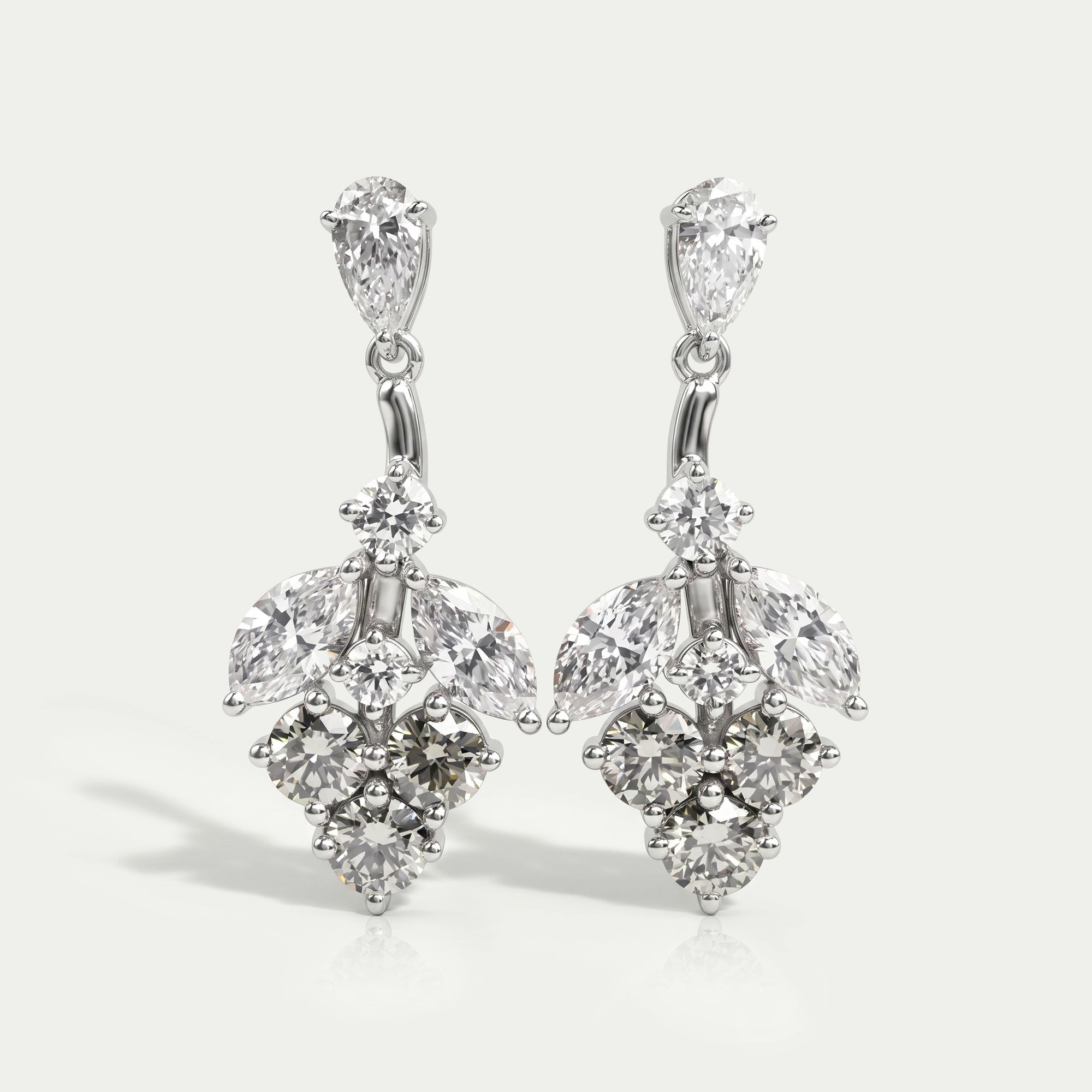 Olive Round Shape Cluster Diamond Earrings Earrings