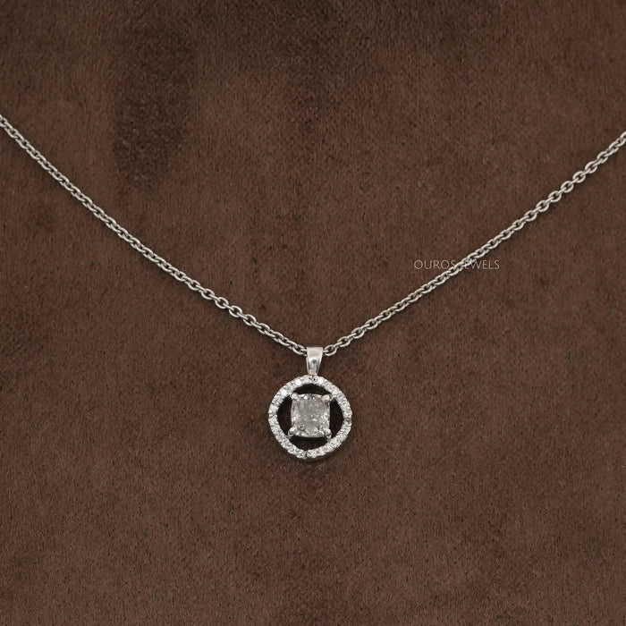 Fancy Olive  Cushion  Cut Halo Pendant