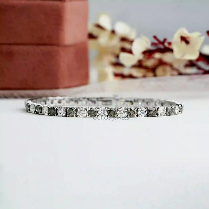 [Olive Diamond Tennis Bracelet]-[Ouros Jewels]