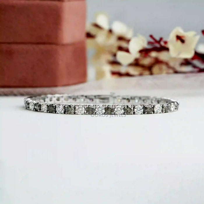 Fancy Colored Round Diamond Tennis Bracelet