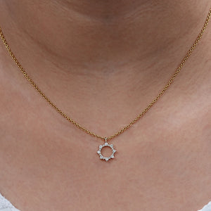 Round Diamond Sun Outline Circle Pendant