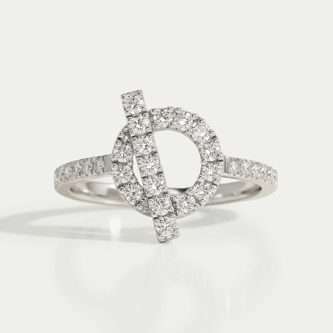 Open Circle Round Diamond Loop Engagement Ring Ring