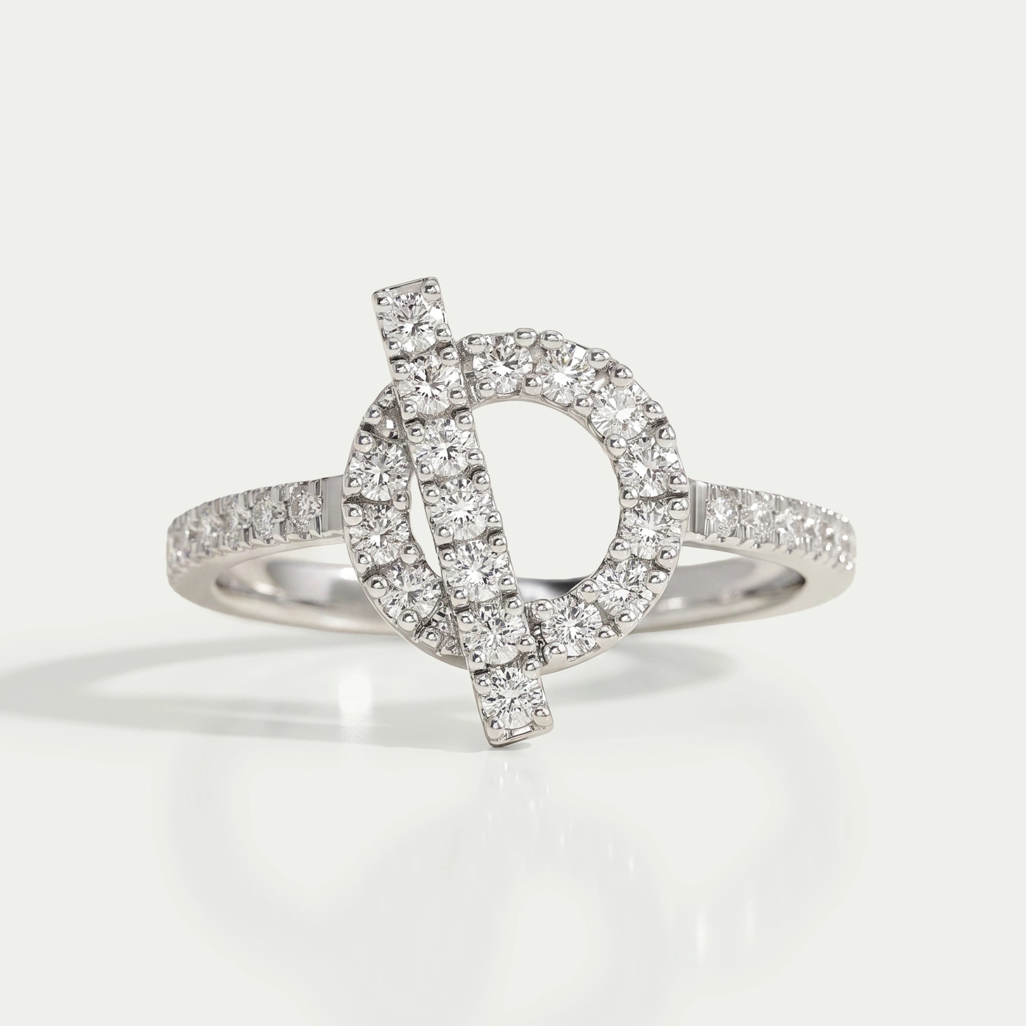 Open Circle Round Diamond Loop Engagement Ring Ring