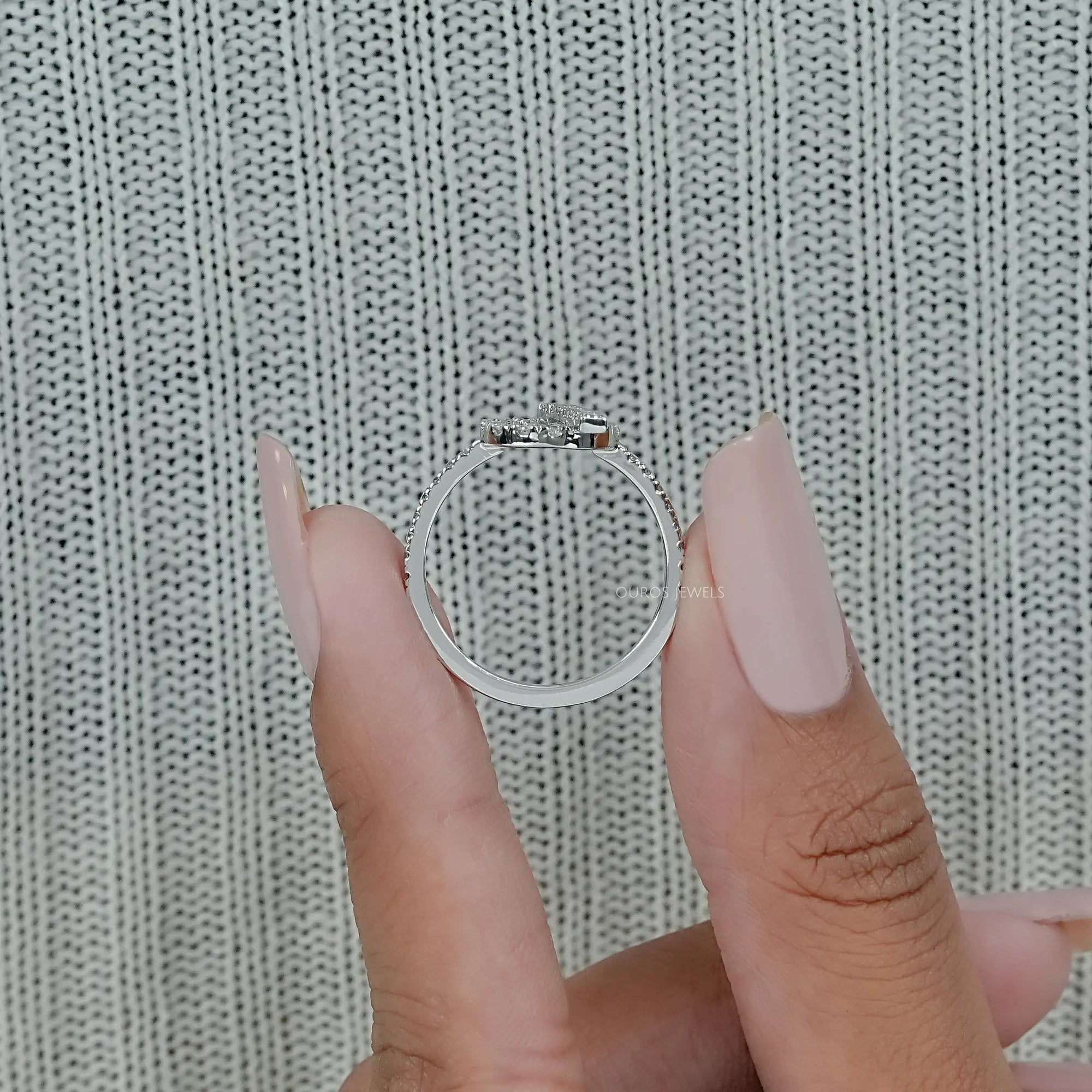 Open Circle Round Diamond Loop Engagement Ring Ring