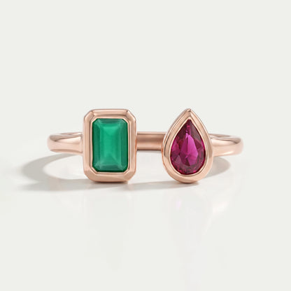 Rose Gold Open Cuff Gemstone  Ring