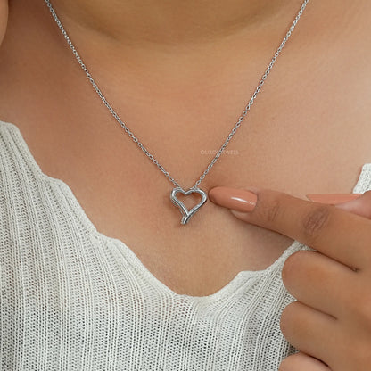 Open Heart Round Lab Diamond Pendant Necklaces