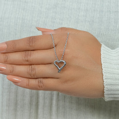 Open Heart Round Lab Diamond Pendant Necklaces