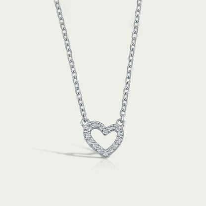 Open Heart Shape Lab Diamond Pendant Necklaces