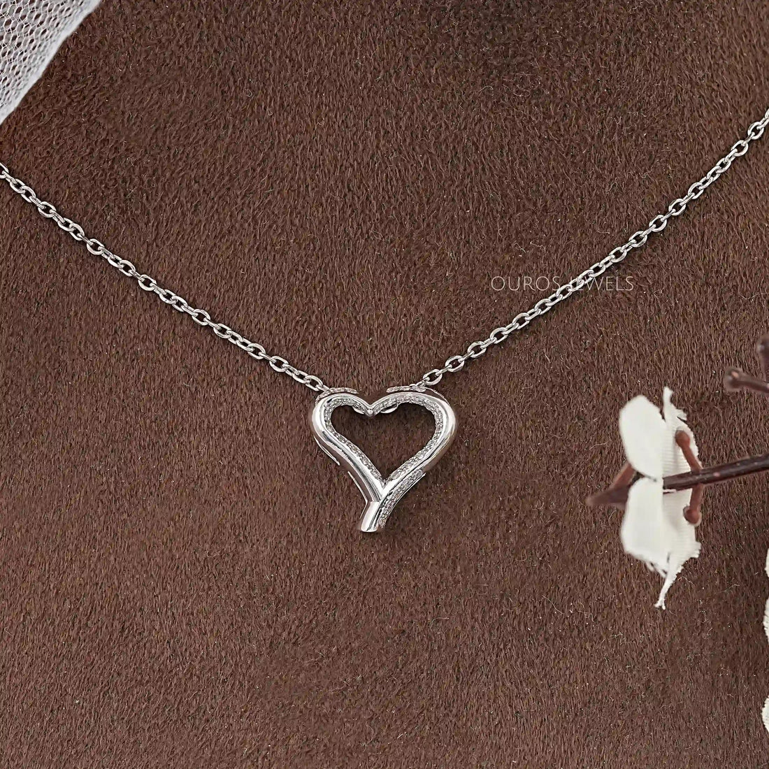 Open Heart Round Lab Diamond Pendant Necklaces