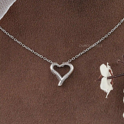 Open Heart Round Lab Diamond Pendant Necklaces