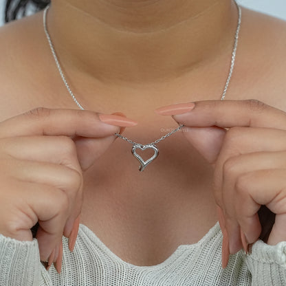Open Heart Round Lab Diamond Pendant Necklaces