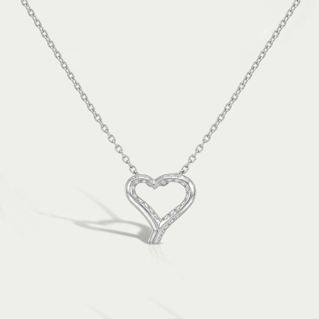 Open Heart Round Lab Diamond Pendant Necklaces