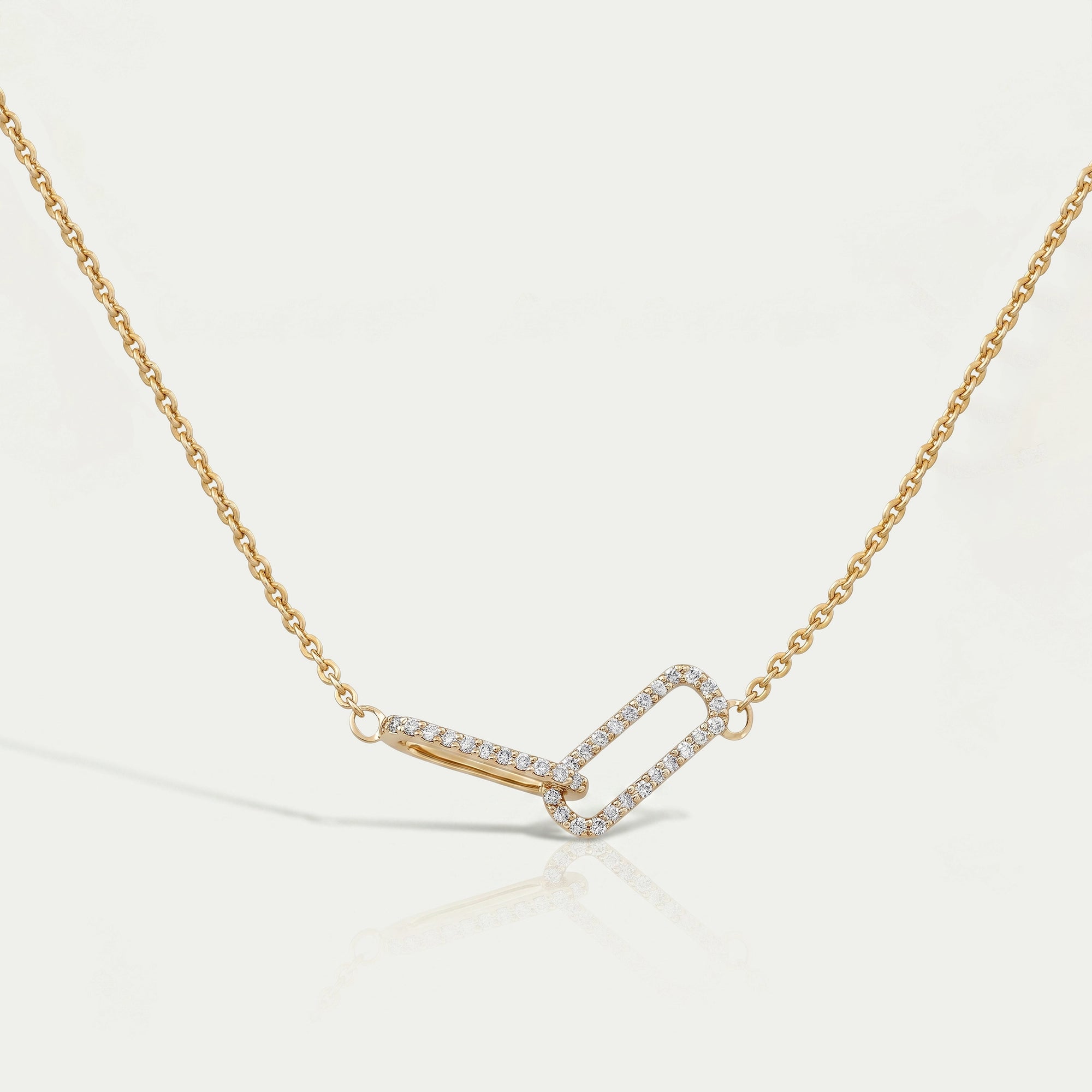 Interlinked Open Rectangular Diamond Pendant
