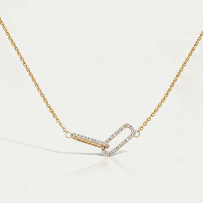 Interlinked Open Rectangular Diamond Pendant