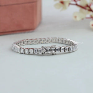 Emerald Cut Lab Grown Diamond stackable Tennis Bracelet