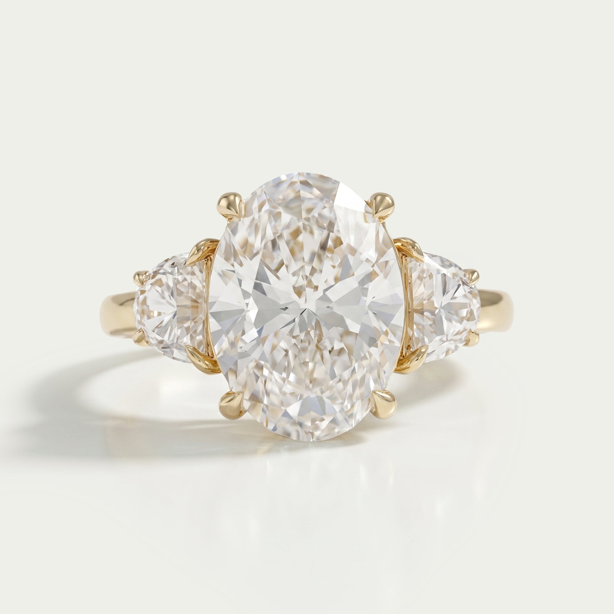 Oval Cut Lab Grown Diamond Three Stone Engagement Ring
