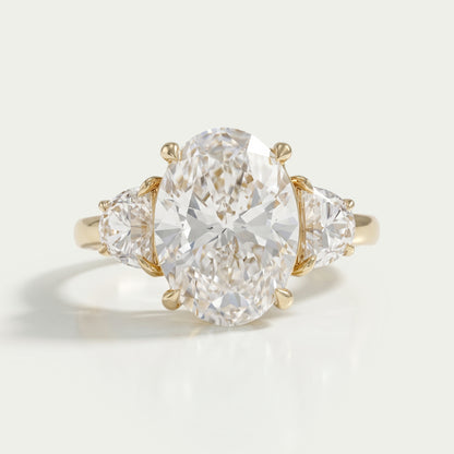 Oval Cut Lab Grown Diamond Three Stone Engagement Ring
