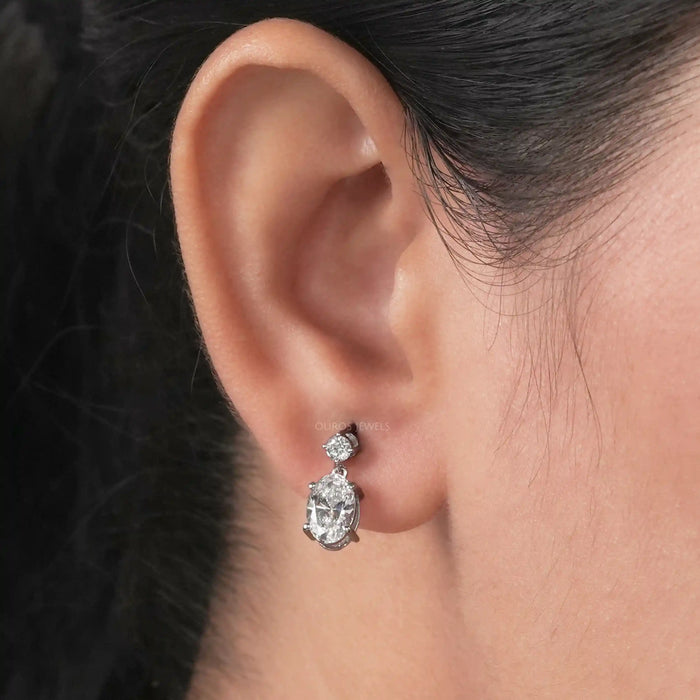 Round and Oval Lab Diamond Drop Earrings