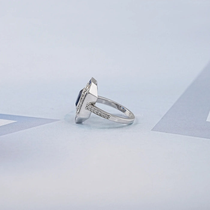 Sapphire Oval And Baguette Diamond Engagement Ring
