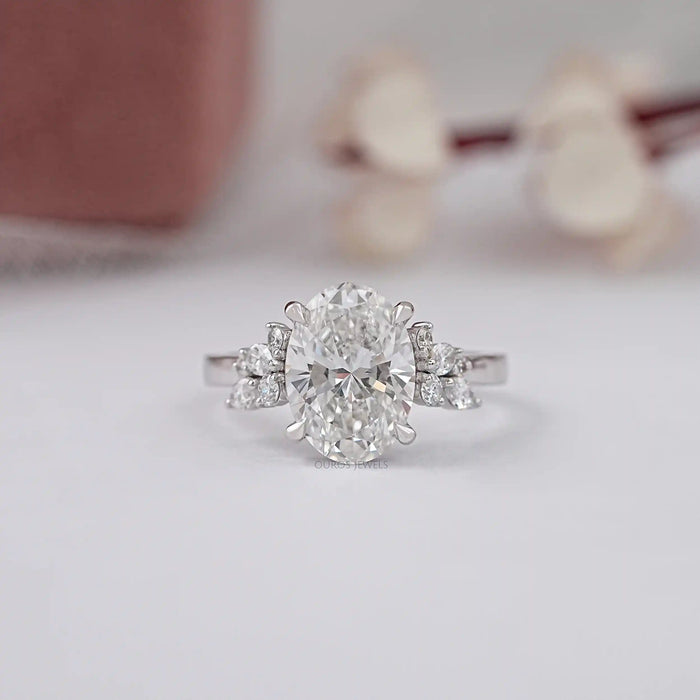 Oval Cluster Diamond Engagement Ring