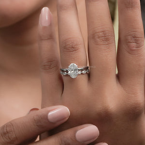 Oval Cut Diamond Ring With Wedding Band