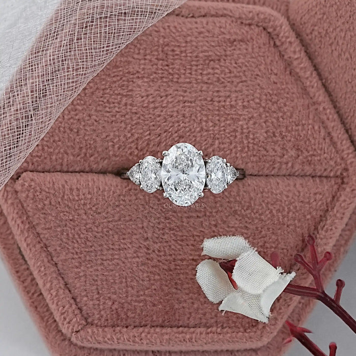 Oval And Trillion Lab Diamond Five Stone Engagement Ring