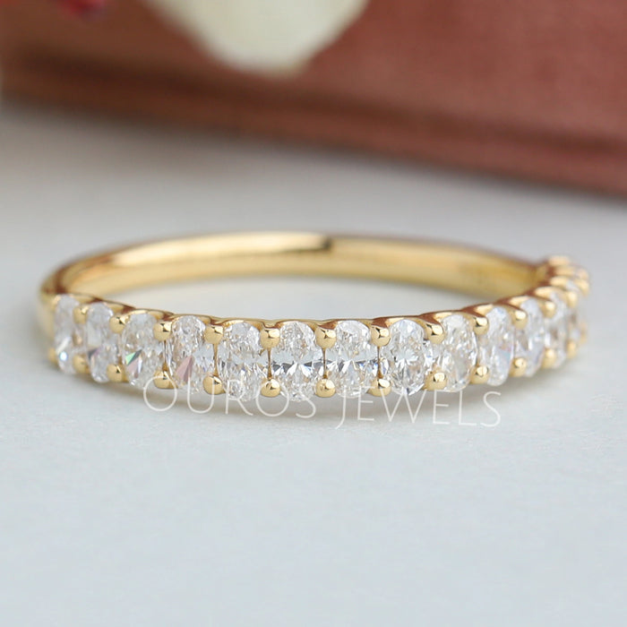 18K Yellow Gold Oval Diamond Half Eternity Ring